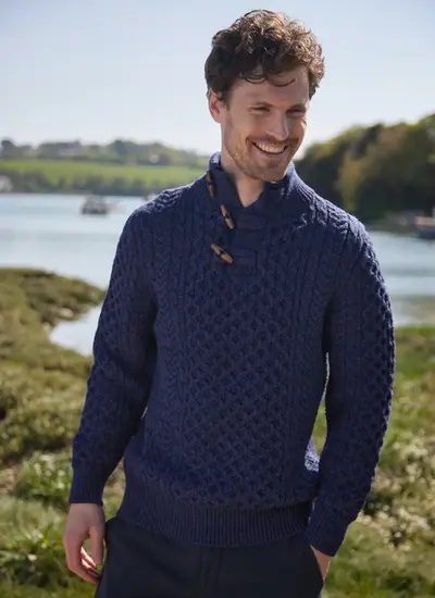 Cormac Toggle Neck Aran Sweater